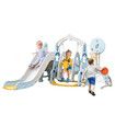 6 In 1 Slide Swing Set Freestanding Stairs Football Basketball Hoop Outdoor Playset Playground Set Climber Children Toddlers Toys