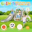 6 In 1 Slide Swing Set Freestanding Stairs Football Basketball Hoop Outdoor Playset Playground Set Climber Kids Toddlers Toys