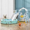 5 In 1 Slide Swing Set Freestanding Stairs Basketball Hoop Outdoor Playset Ball Pool Climber Children Toddlers Toys Indoor