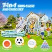 7 In 1 Slide Swing Set Football Freestanding Stairs Basketball Hoop Outdoor Playset Ball Pool Climber Kids Toddlers Toys