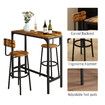 3PCS Bar Table Set 2 Stools Chairs Dining Breakfast Cafe Home Bistro Kitchen Pub Coffee Counter High Top Tall Furniture Rustic Industrial Wooden Metal