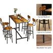 5PCS Bar Table Set 4 Stools Chairs Kitchen Dining Breakfast Home Bistro Cafe Coffee Pub Counter Tall High Top Furniture Industrial Rustic Wooden Metal