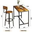 5PCS Bar Table Set 4 Stools Chairs Kitchen Dining Breakfast Home Bistro Cafe Coffee Pub Counter Tall High Top Furniture Industrial Rustic Wooden Metal