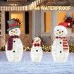 Christmas Decorations, Outdoor Lighted Snowman, 3 Pcs Waterproof 2D Plug-in Christmas Decorations for Patio Lawn Garden Party Decoration (Warm White)