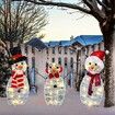 Christmas Decorations, Outdoor Lighted Snowman, 3 Pcs Waterproof 2D Plug-in Christmas Decorations for Patio Lawn Garden Party Decoration (Warm White)