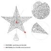 Christmas Star Tree Topper - 8 Inches Silver Glitter Christmas Tree Ornaments Metal Hollow Star for Christmas Tree Indoor Party Decoration Home Ornaments