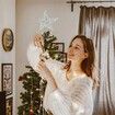 Christmas Star Tree Topper - 8 Inches Silver Glitter Christmas Tree Ornaments Metal Hollow Star for Christmas Tree Indoor Party Decoration Home Ornaments