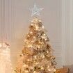 Christmas Star Tree Topper - 8 Inches Silver Glitter Christmas Tree Ornaments Metal Hollow Star for Christmas Tree Indoor Party Decoration Home Ornaments