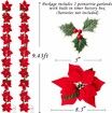 2PCS Poinsettia Christmas Flowers Decorations Garland String Lights, Xmas Tree Artificial Ornaments 2 Meter