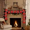 2PCS Poinsettia Christmas Flowers Decorations Garland String Lights, Xmas Tree Artificial Ornaments 2 Meter