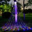 8 Modes Solar LED Waterfall String Lights 260pcs Light Beads Suitable for Holiday Christmas Party Favor Garden Decoration Colorful Lights