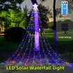 8 Modes Solar LED Waterfall String Lights 260pcs Light Beads Suitable for Holiday Christmas Party Favor Garden Decoration Colorful Lights