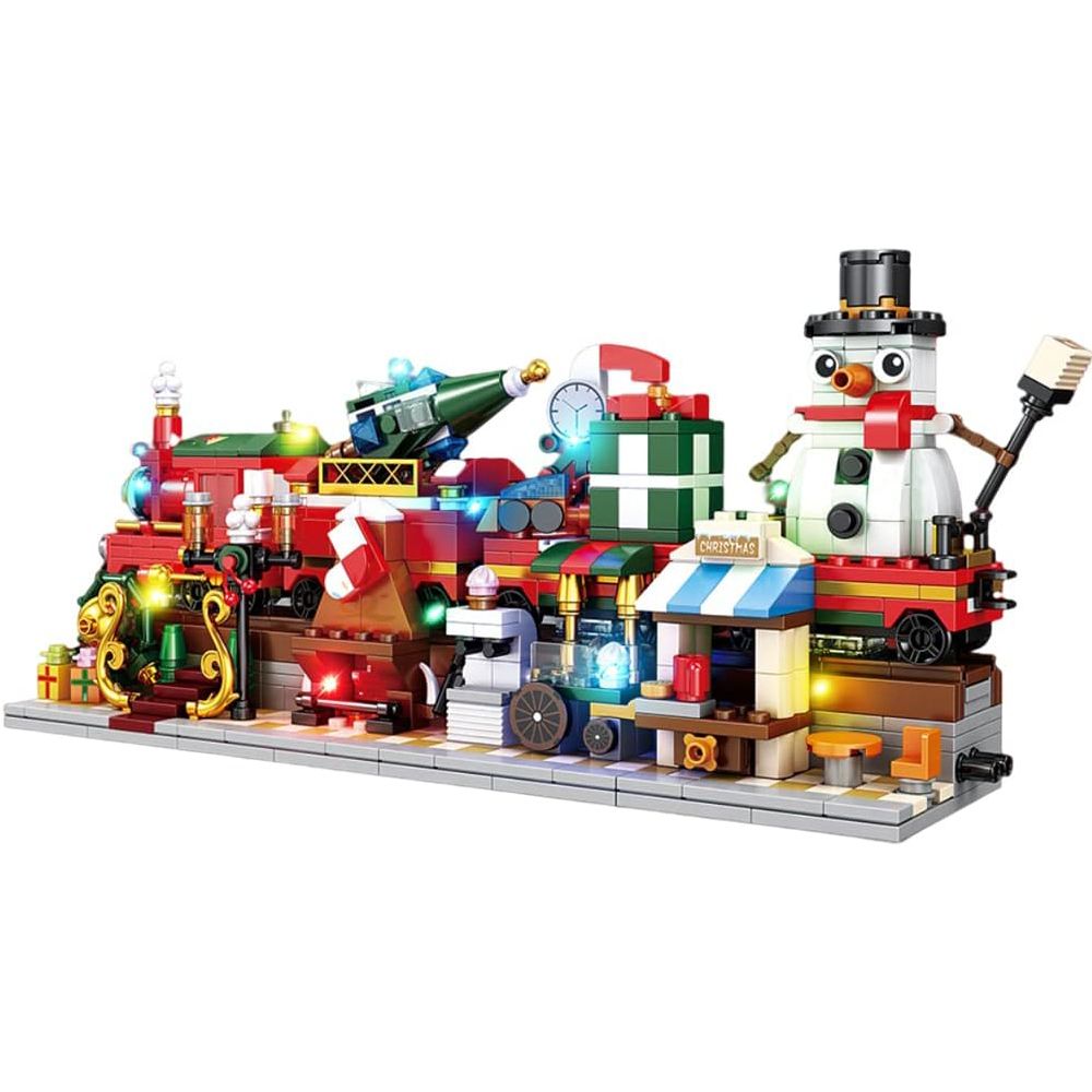 Christmas Train Building Kit Compatible with Lego for Adutls, Christmas Ornaments Building Toys for Boys and Girls Ages 8-14, 838 Pieces