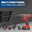 20V 5 IN1 Power Tool Combo Kit Cordless Drill Driver Sander Electric Saw