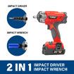 20V Cordless Combo Kit Impact Wrench Driver 7-piece Socket Adaptor 9-Piece Extension Bar Set 20V LED Light w/Tool Bag