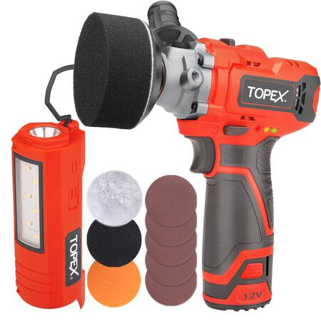 12V Cordless Polisher Lithium-Ion LED Torch w/ Battery & Charger