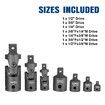 7-piece socket adaptor set 1/4" 3/8" and 1/2" universal joint socket adaptor