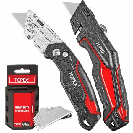 Deluxe Folding Utility Knife 2 Piece Lock Back Auto Load Total 58 Blades