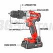 20V Lithium-Ion Cordless Drill Driver Impact Hammer drill w/ Battery Charger