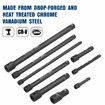 9-Piece Extension Bar Set 1/4" 3/8" and 1/2" Black Drive Socket Extensions