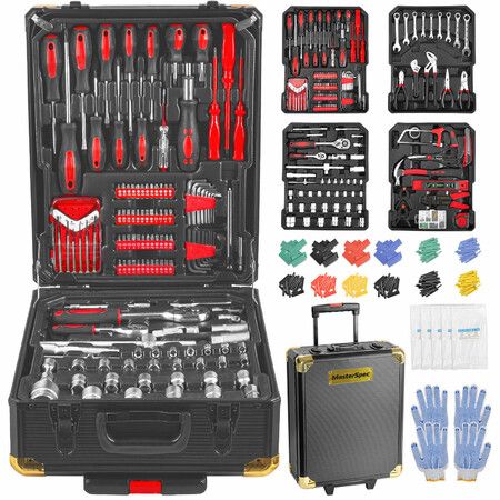 MasterSpec 1180PCS professional tool set aluminum case tool kits with Rolling Tool Box