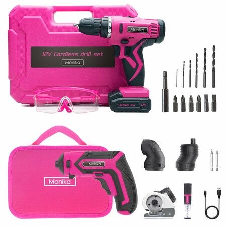 Monika Pink Tool Combo Cordless Drill Driver Electric Cutter Bottle Opener Screwdriver