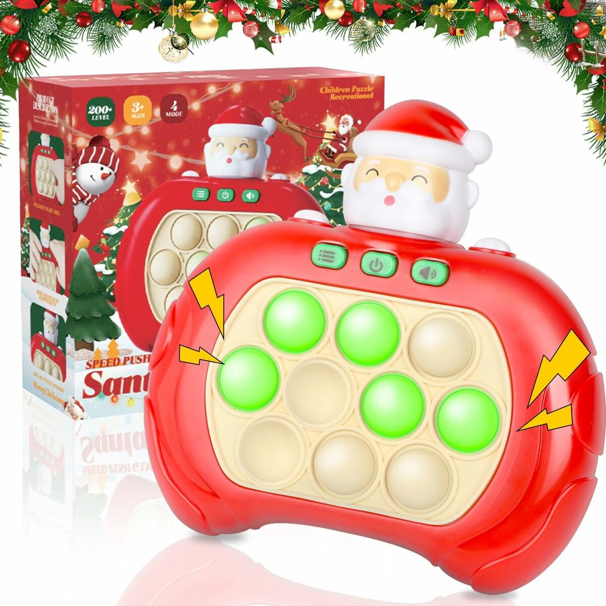 Fast Push Game Fidget Toys Pop Game Handheld Bubble Game Console Light up Pop Game Sensory Fidget Toys for Kids Ages 3+ for Boys and Girls, Birthday Gift (Christmas)