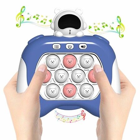Pop Pro Fast Push Game,Pop Fidget Light Up It Pocket Game for Kids Ages 3+,Handheld Sensory Game Toy with 4 Modes Party Quick Push Game Fidget Toys,Xmas Gifts for Kids (Blue)
