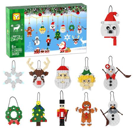 Christmas Ornaments Building Blocks Kits, DIY Decorative Hanging Ornaments Building Toys,Best Festival Gift for Kids or Friends(382 PCS)