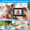 Digital Camera,FHD 1080P Kids Camera with 32GB Card Battery,Anti-Shake 16X Digital Zoom,44MP Point Shoot Camera,Compact Portable Small Gift Camera for Kid Teen Student Girl Boy (Black)