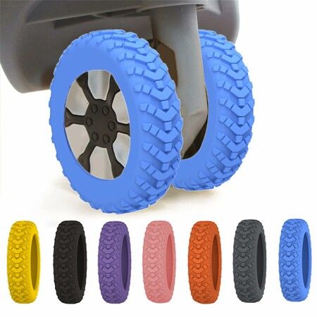 New Luggage Protection Covers,8Pcs Luggage Compartment Wheel Protection Cover,Shock-proof Carry on Luggage Wheels Cover,Luggage Wheels Silent Protection Cover (8Pcs Blue)