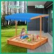 Kids Sandpit Box Canopy Outdoor Toys Sand Pit Children Play Station Wooden Set Ground Cover Beach Shade Seat Board Backyard Center 118cm Kidbot