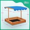 Kids Sandpit Box Canopy Outdoor Toys Sand Pit Children Play Station Wooden Set Ground Cover Beach Shade Seat Board Backyard Center 118cm Kidbot