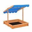 Kids Sandpit Box Canopy Outdoor Toys Sand Pit Children Play Station Wooden Set Ground Cover Beach Shade Seat Board Backyard Center 118cm Kidbot