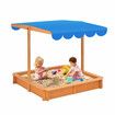 Kids Sandpit Box Canopy Outdoor Toys Sand Pit Children Play Station Wooden Set Ground Cover Beach Shade Seat Board Backyard Center 118cm Kidbot