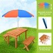 Kids Sand and Water Table Picnic Chairs Outdoor Wooden Bench Adjustable Umbrella Children Play Station Storage Playset Furniture Activity Center