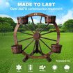 OGL Garden Ornaments Plant Stand Decor Wooden Wagon Wheel Rustic Outdoor Yard Decoration Planter Flower