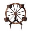 OGL Garden Ornaments Plant Stand Decor Wooden Wagon Wheel Rustic Outdoor Yard Decoration Planter Flower