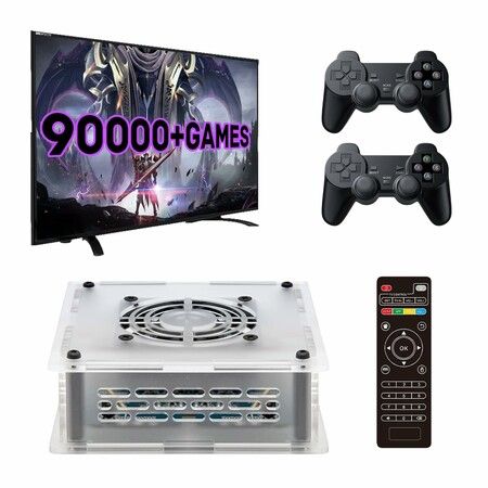 Retro Game Console 64GB Built-in 90,000+ Games,Video Game Console Systems for 4K TV HD/AV Output,Compatible with PS1/PSP/MAME,CHristmas,Holiday Gift