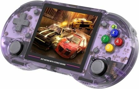 RG353PS (Transparent Purple) Retro Handheld Game Console , Single Linux System RK3566 Chip 3.5 Inch IPS Screen 128G TF Card Preinstalled 4519 Games