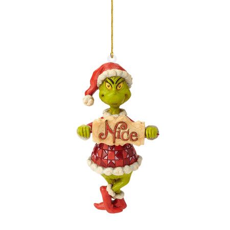 Dr. Seuss The Grinch by Jim Shore Naughty and Nice Sign Hanging Ornament, 4.72 Inch, Multicolor, Christmas