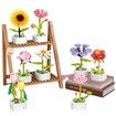 Building Block Flower Bouquet Building Sets DIY Creative Potting Building Blocks Flowers Artificial Flower Toy Gifts(Peach Blossom)