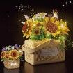 1295 Pcs Mini Flower Bouquet Basket Building Blocks Model Set Flower Bonsai Plant Collection Construction Building Bricks Toy Home Decor (Sunflower)