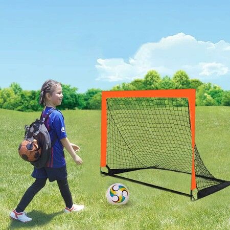 2 Pack 4 x 3 Size Portable Kid Soccer Goals for Backyard, Indoor and Outdoor Pop Up Soccer Goals,  120 x 90 x 90 cm Orange