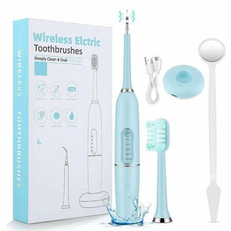 Teeth Cleaning Toothbrush With 1 Teeth Cleaning Tip,1 Toothbrush Head & Dentals Mirror, 5 Working Modes Dental Care