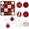 Ball Ornaments Set Shatterproof Christmas Tree Decor Decorative Set, for Home Holiday Wedding Party Xmas Hanging Decorations - Red/White.