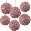 6 Pcs 8cm Christmas Tree Ball Ornaments Glitter Sequin Foam Ornaments Hanging Christmas Ball Decorations for Xmas Wedding Party Holiday Decor (ROSE GOLD)