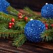 6 Pcs 8cm Christmas Tree Ball Ornaments Glitter Sequin Foam Ornaments Hanging Christmas Ball Decorations for Xmas Wedding Party Holiday Decor (BLUE)