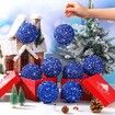 6 Pcs 8cm Christmas Tree Ball Ornaments Glitter Sequin Foam Ornaments Hanging Christmas Ball Decorations for Xmas Wedding Party Holiday Decor (BLUE)