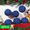 6 Pcs 8cm Christmas Tree Ball Ornaments Glitter Sequin Foam Ornaments Hanging Christmas Ball Decorations for Xmas Wedding Party Holiday Decor (BLUE)